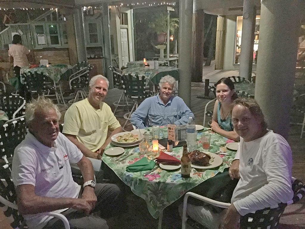 Jon enjoying dinner at the Bear Bar at Cane Garden Bay © RPYC